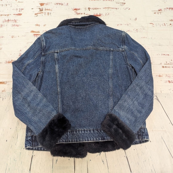 Good American Lux Faux Fur Lined Denim Jacket. - Picture 2 of 8